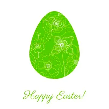 Green floral easter egg Stock Illustration
