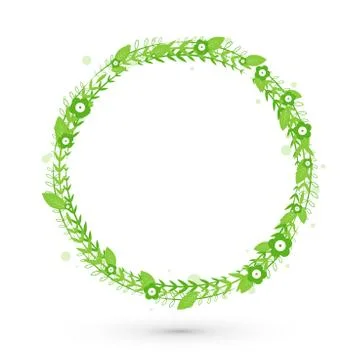Green floral frame circle Stock Illustration
