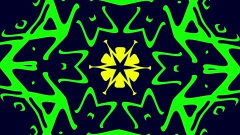 Green floral mandala motion background with vibrant radial geometric bloom Stock Footage 336014305