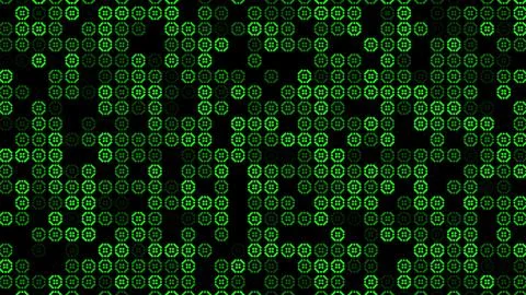 Green floral pattern flashing on a black background. Abstract festive backgro Stock Illustration