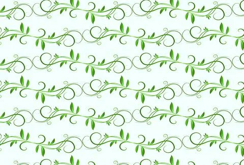 Green floral pattern isolated on white background vector design Stock Illustration
