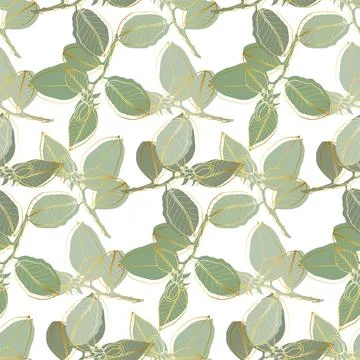 Green floral seamless pattern with delicate rose branches Stock Illustration