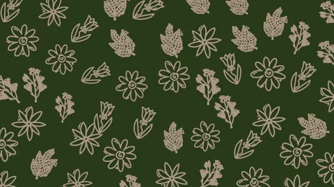 Green Floral Seamless Pattern Doodle Flowers Background Vídeo Stock 331207570