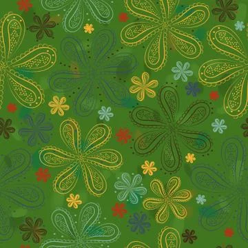 Green floral seamless pattern Stock Illustration
