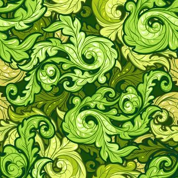 Green Floral Seamless Pattern Stock Illustration
