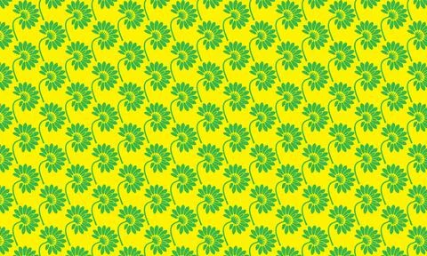 Green floral seamless pattern vector illustration with retro flowers for textile Stock Illustration