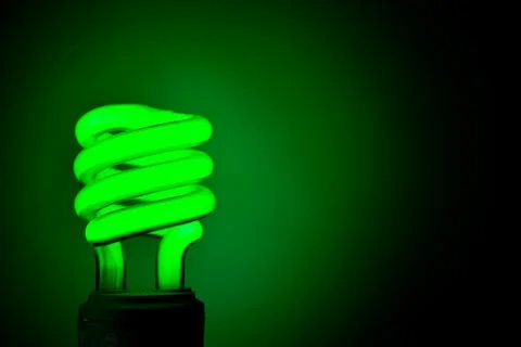 Green flourescent light bulb Stock Photos