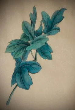 Green flower branch Stock Illustration