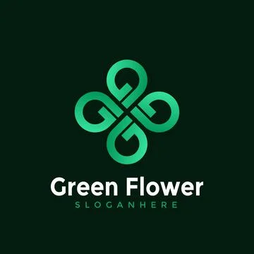 Green Flower Creative Modern Logo Design Vector Illustration Stock Illustration