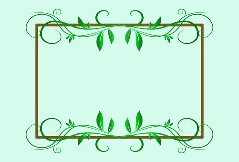 Green flower frame with brown border isolated on green background vector desi Illustrazione stock