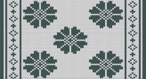 Green flower knitted for pattern, Festive Sweater Design. Seamless Knitted Pa Stock Illustration