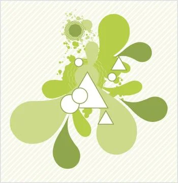 Green flower pattern and white triangle and circle patterns Stock Illustration