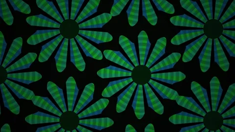 Green flower pattern on black background. Stock Footage 335112597