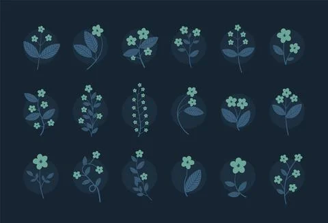 Green Flower Set Illustrazione stock
