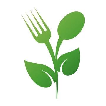 Green flower with spoon and fork Stock Illustration