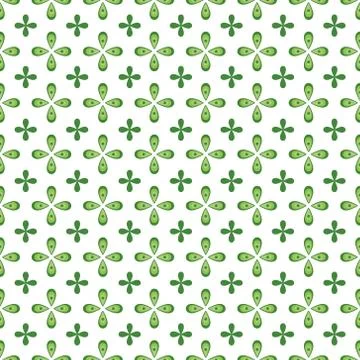 Green Flowers Seamless Pattern Vector on Isolated White Background Stock Illustration