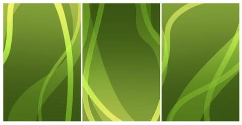Green Flowing Ribbon Panel Triptych Background Stock Illustration