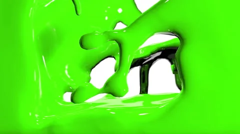 Green  fluid flows down . Pouring  screen. liquid fills screen Stock Footage 49416789