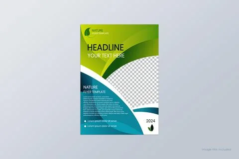 Green flyer vector design template. Business brochure. Annual report or maga Illustrazione stock