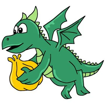 Green flying dragon character Stock Illustration