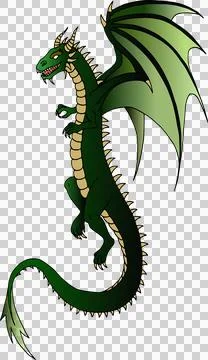 Green flying dragon vector graphics illustration without background Stock Illustration