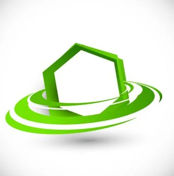 Green flying hexagon Stock Illustration