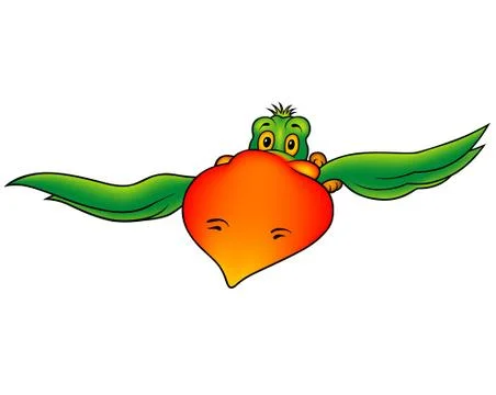 Green Flying Parrot Illustrazione stock