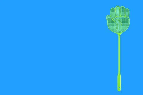 Green Flyswatter in Shape of Hand. 3d Rendering イラスト素材