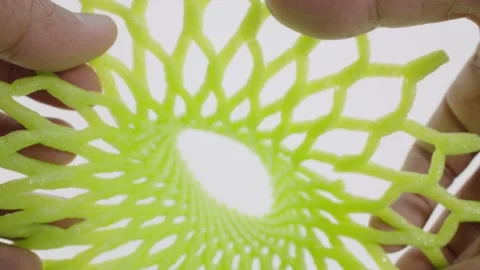 Green foam net for wrapping fruit. Stock Footage 236745555