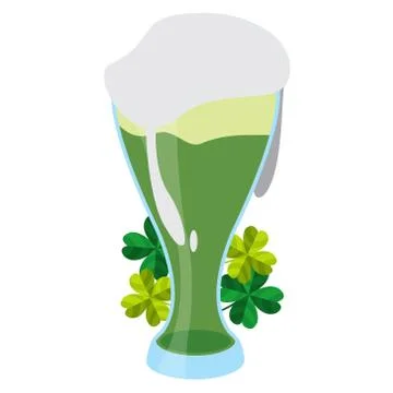 Green foamy beer in a glass. Stock Illustration