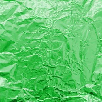 Green foil wrinkled texture, vector realistic aluminum paper sheet, crumpled Stock Illustration