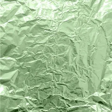 Green foil wrinkled vector texture, realistic aluminum paper sheet, crumpled Stock Illustration