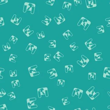 Green Folded map icon isolated seamless pattern on green background. Vector Illustrazione stock