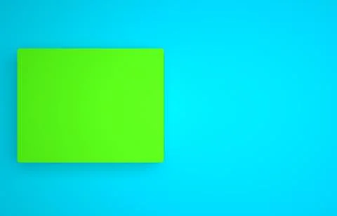 Green Folded map icon isolated on blue background. Minimalism concept. 3D render Stock Illustration