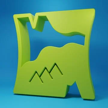 Green Folded map icon isolated on blue background. Minimalism concept. 3D r.. 스톡 일러스트