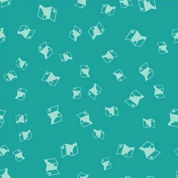 Green Folded map icon isolated seamless pattern on green background.  Vector イラスト素材