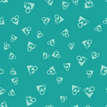Green Folded map with location marker icon isolated seamless pattern on gre.. Stock Illustration