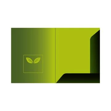 Green folder and sheets with corporate designs Stock Illustration