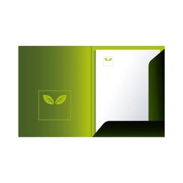 Green folder and sheets with corporate designs Stock Illustration