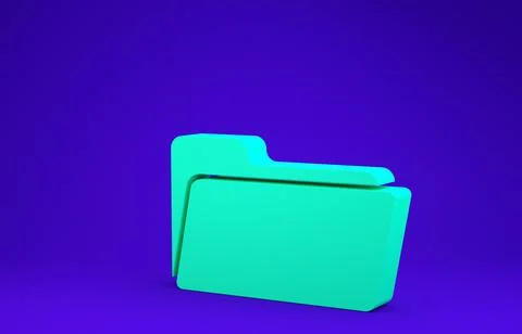 Green Folder icon isolated on blue background. Minimalism concept. 3d illustr Stock Illustration