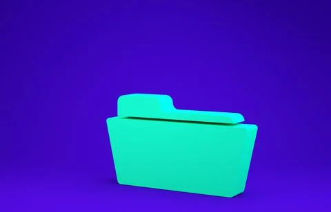 Green Folder icon isolated on blue background. Minimalism concept. 3d illustr Illustrazione stock