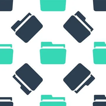 Green Folder icon isolated seamless pattern on white background. Vector Stock Illustration