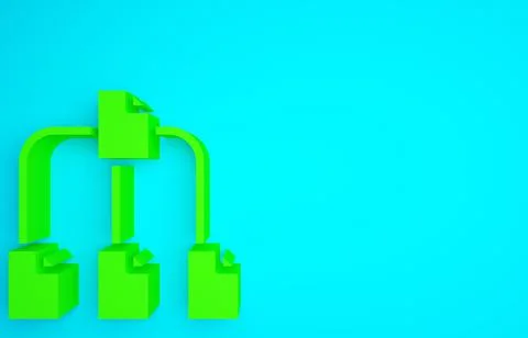 Green Folder tree icon isolated on blue background. Computer network file fol Stock Illustration