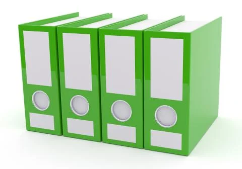 Green folder on white, 3d rendering Illustrazione stock