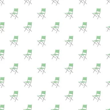 Green folding chairs seamless pattern on white background Stock Illustration
