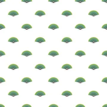Green folding fan seamless pattern oriental background 스톡 일러스트