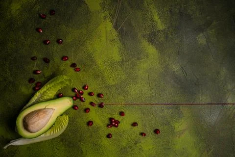 Green food background. Selection of healthy food for heart, life concept. Fre Stock Photos
