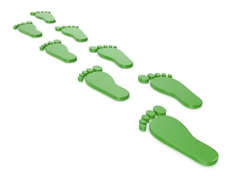 Green footprints in a row Stock Illustration