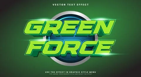 Green force 3D editable text effect Stock Illustration