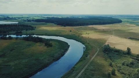 Green forest and blue river Stock Footage 112306099